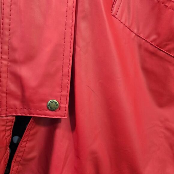 M Totes Red Raincoat Vintage Women's Size L Black White Polka Dot Lined Hooded - Picture 5 of 14